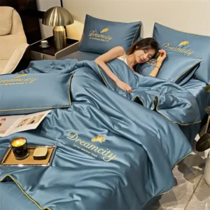Summer Luxury Simple Ice Silk Quilt Bed Sheet Set